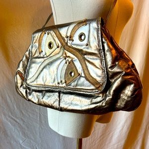 Minty Vintage USA Made Metallic Rocker 1980-90's Bag Geo Real Leather Clutch 🖤